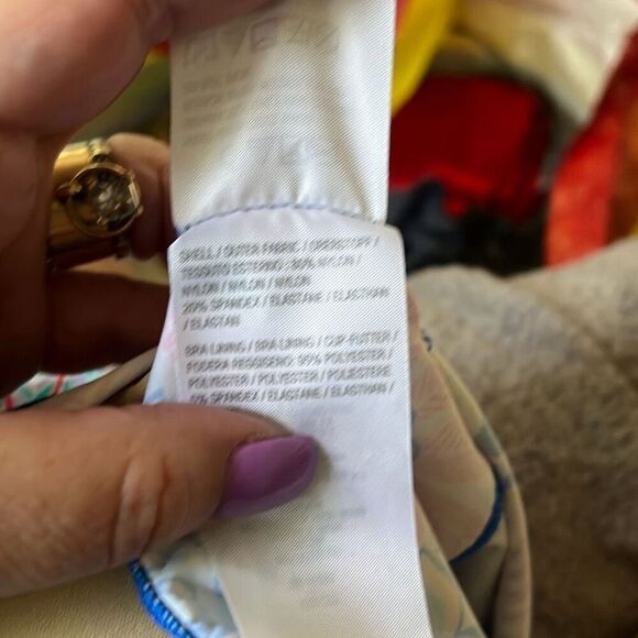 Ambernoon II Blue Retro Flower Print Twist Front UPF 50 Tankini Top sz 18W NWOT - Picture 5 of 5